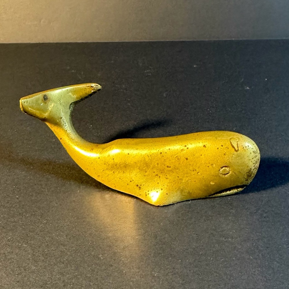 Vintage Brass Whale Figurine Paperweight MCM Coastal Grandma Grandmacore Decor